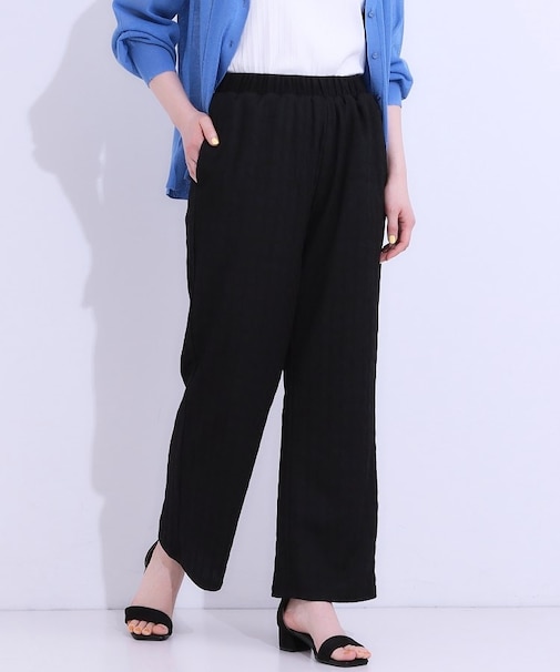 【洗える/S-LL】ウエストゴムで楽ちん ジャカード柄イージーパンツ