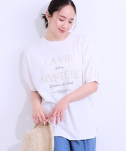 【S-LL/ひんやり/UV】こなれ感あるぷっくりラメ デザインロゴTシャツ