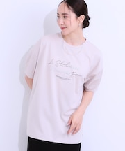 【S-LL/ひんやり/UV】こなれ感あるぷっくりラメ デザインロゴTシャツ