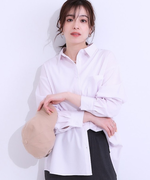 【ひんやり/UV/吸水速乾/洗濯後しわになりにくい】ラッシュガードにもなる ストライプ前開きシャツ