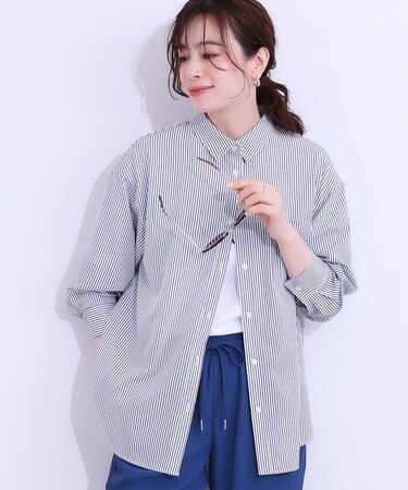 【ひんやり/UV/吸水速乾/洗濯後しわになりにくい】ラッシュガードにもなる ストライプ前開きシャツ