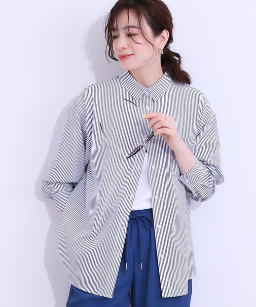 【ひんやり/UV/吸水速乾/洗濯後しわになりにくい】ラッシュガードにもなる ストライプ前開きシャツ