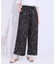 【S-LL】目を惹く柄がアクセント 麻調イージーワイドパンツ