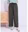 【S-LL】目を惹く柄がアクセント 麻調イージーワイドパンツ