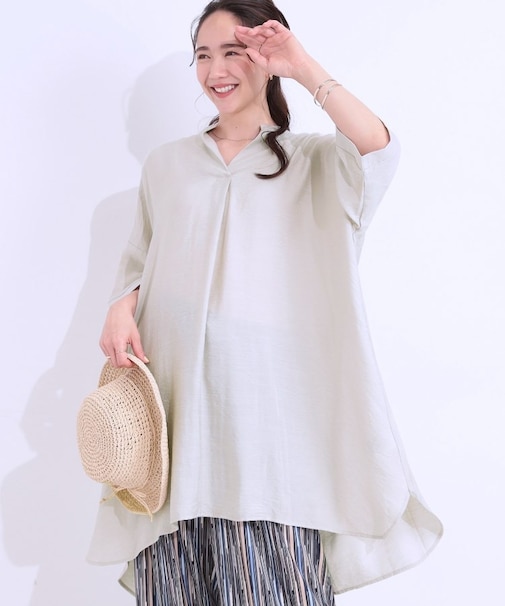 【洗える/S-LL/ひんやり】ゆったりチュニックワンピース