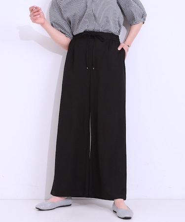 【洗える/着丈選べる/ひんやり】楽ちんなのにきれい見え カノコ タックワイドパンツ