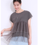 【S-LL/2点セット】程よい甘さをプラス Tシャツ＋チュールトップス