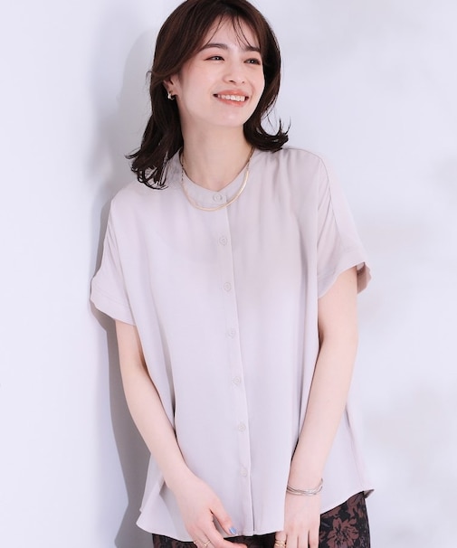 【洗える/プチプラ】大人の抜け感をプラスする バンドカラーシャツ