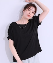 【S-LL/ひんやり/UV/プチプラ】お袖タックで好印象 デザインTシャツ