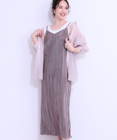 【S-LL】大人の楽ちんスタイルに プリーツキャミワンピース