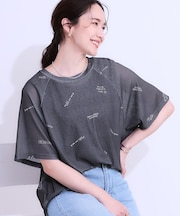 【洗える/S-LL】ゆるっとこなれ見え 総柄プリント シアーTシャツ