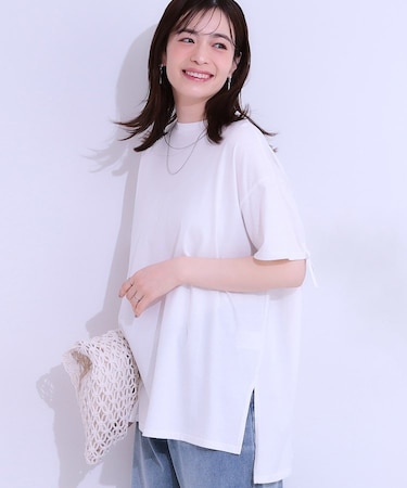 ヒップが隠せる バックシャーリング チュニックTシャツ