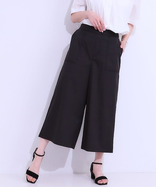 【ひんやり/UV】きれいめにもカジュアルにも ベイカーガウチョパンツ