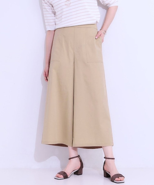 【ひんやり/UV】きれいめにもカジュアルにも ベイカーガウチョパンツ