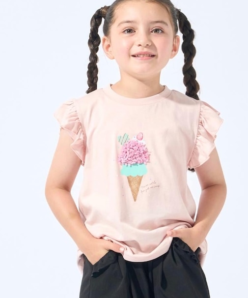 【100-150cm/ひんやり】花びらモチーフTシャツ