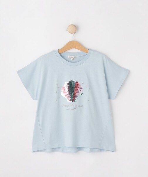 【100-150cm/ひんやり】スパンコールモチーフTシャツ