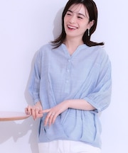 【S-LL】インせず腰回りすっきり フロントタックブラウス