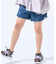 【100-150cm】シャーリングがポイント ケミカルデニムショートパンツ