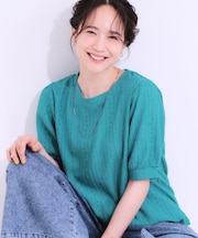 【S-LL/二の腕カバー】大人フェミニンな印象に ジャカードレーストップス
