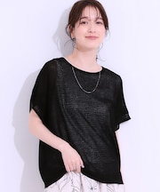 【S-LL/2点セット】涼やかに楽に決まる タンクトップ＋編み柄ニット