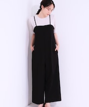 【S-LL】Iラインですっきり見え 大人見えサロペット