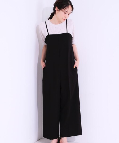 【S-LL】Iラインですっきり見え 大人見えサロペット