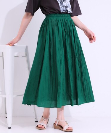 ナチュラルなシワ加工が大人見え エアリーロングスカート