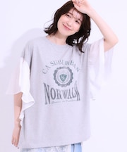 【S-LL】リメイク風 ポンチョデザインTシャツ