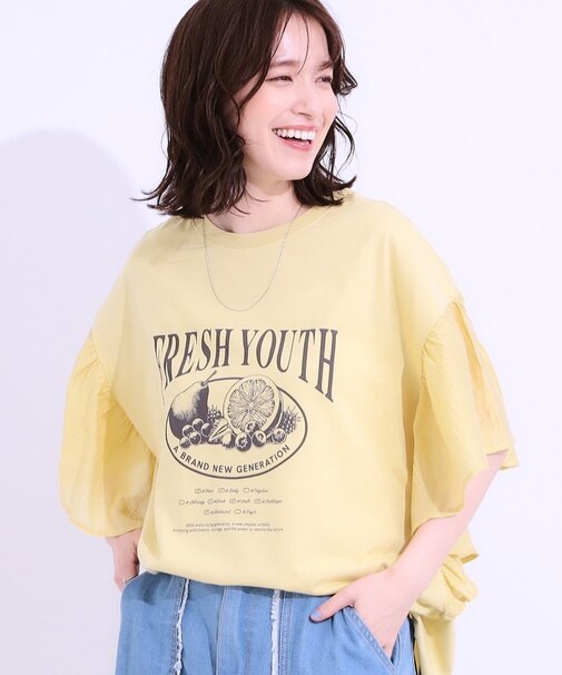 【S-LL】リメイク風 ポンチョデザインTシャツ