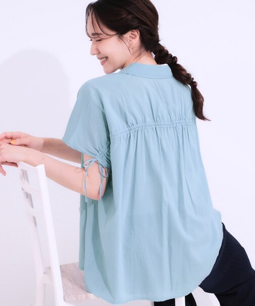 【S-LL/ひんやり】後ろ姿も抜かりなく インせず着られる バックギャザーシャツ