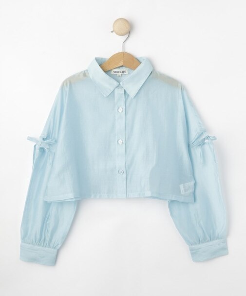 【130-150cm】程よい肌見せが叶う クロップドシアーシャツ