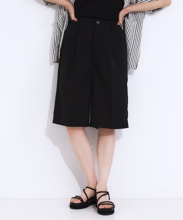 【S-LL】大人のための 麻調タックハーフパンツ