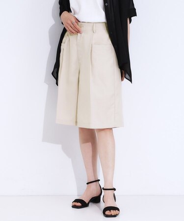 【S-LL】大人のための 麻調タックハーフパンツ