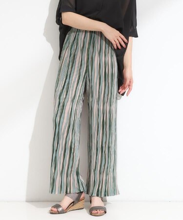 【S-LL】さらさら楽ちん プリーツ ワイドパンツ