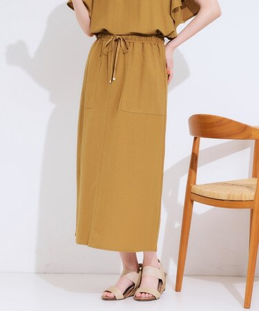 【セットアップ可/ひんやり】大人カジュアルに ベイカー風デザインスカート