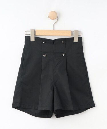 【130-150cm】ハートモチーフに心ときめく ハイウエストショートパンツ