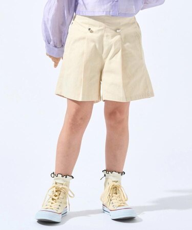 【130-150cm】ハートモチーフに心ときめく ハイウエストショートパンツ
