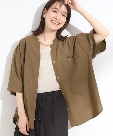 【S-LL】大人の抜け感 ビックポケット Vネックシャツ