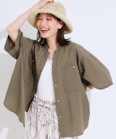 【S-LL】大人の抜け感 ビックポケット Vネックシャツ