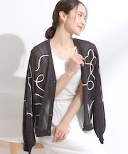 ニュアンスデザインがこなれ見え 刺繍デザイン シアーカーディガン