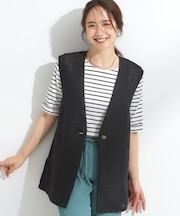 【S-LL】夏のレイヤードコーデに さらりと着られるメッシュジレ