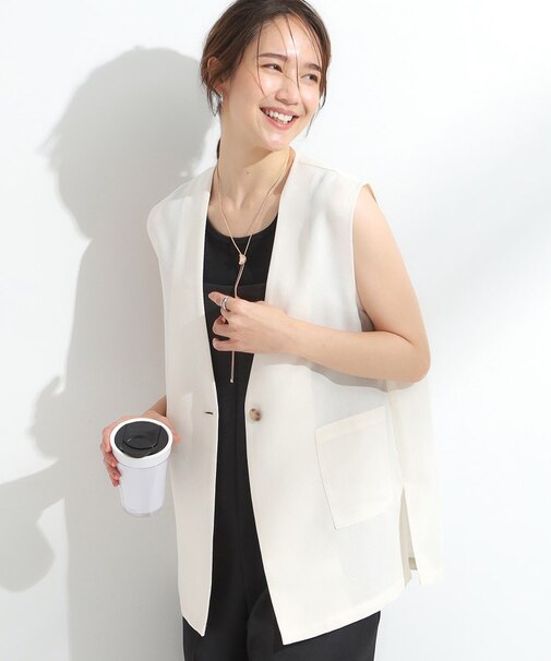 【S-LL】夏のレイヤードコーデに さらりと着られるメッシュジレ