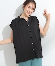 【S-LL/洗濯後しわになりにくい】上品にきれい見え スラブギャザーブラウス
