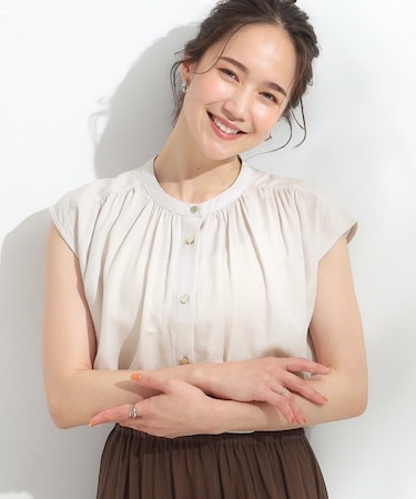 【S-LL/洗濯後しわになりにくい】上品にきれい見え スラブギャザーブラウス