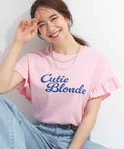 【S-LL/汗ジミ軽減/ひんやり/UVカット】フリルTシャツ