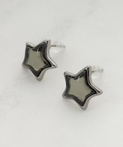 【チタンポスト】クリア星ピアス