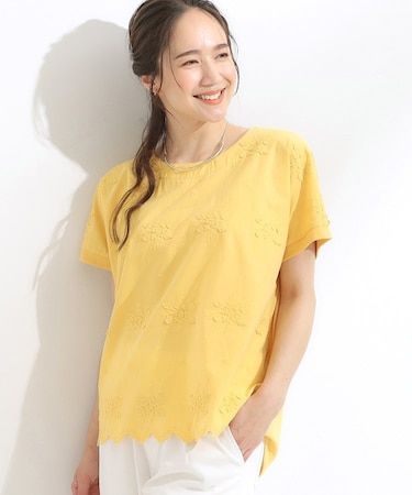 【洗える/S-LL】インせず着られる さらっと大人上品 刺繍トップス