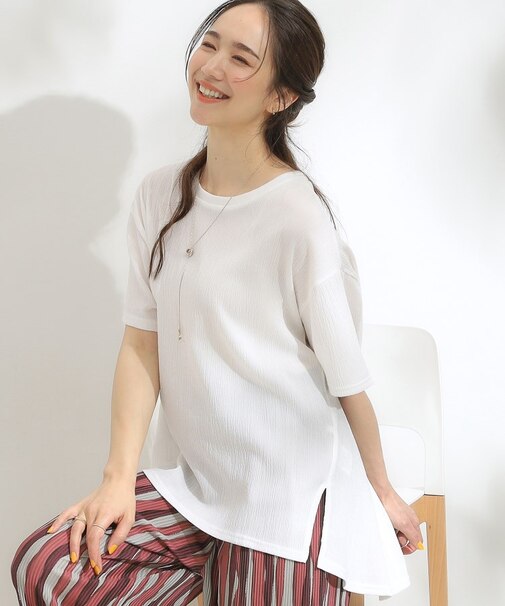 【S-LL/洗える/体型カバー/5分袖】涼しくきれいに決まる Aライントップス
