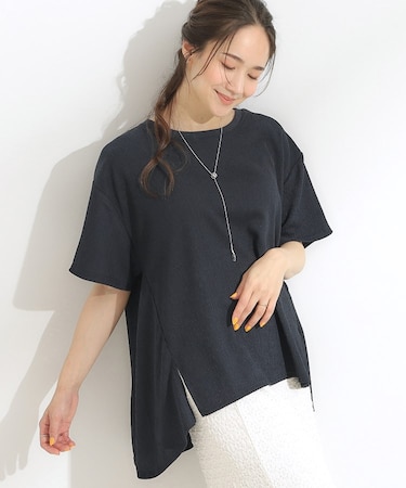 【S-LL/洗える/体型カバー/5分袖】涼しくきれいに決まる Aライントップス