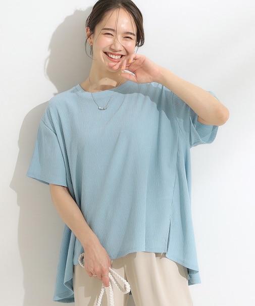【S-LL/洗える/体型カバー/5分袖】涼しくきれいに決まる Aライントップス